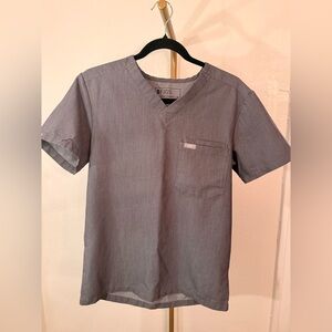 FIGS Technical Collection Scrub Top XS Grey V-Neck Medical Uniform